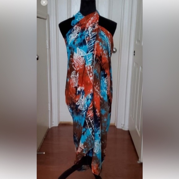 Bathing Suit Cover Up with Mini Tassels / Wear Multiple Ways Halter Top / Skirt - Picture 6 of 16